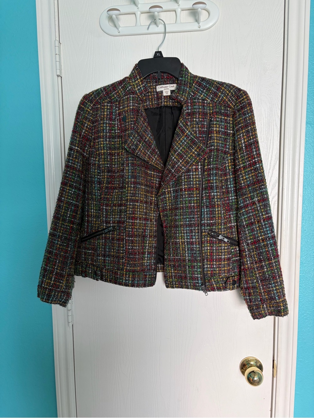 Coldwater Creek Multicolor Tweed Cropped Blazer